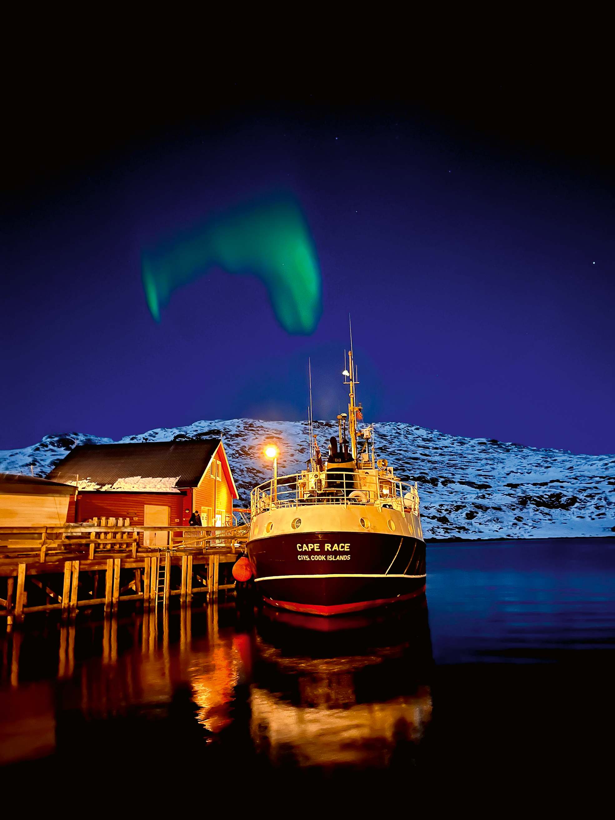 Cape Race bei Nordlichtern in Nordnorwegen